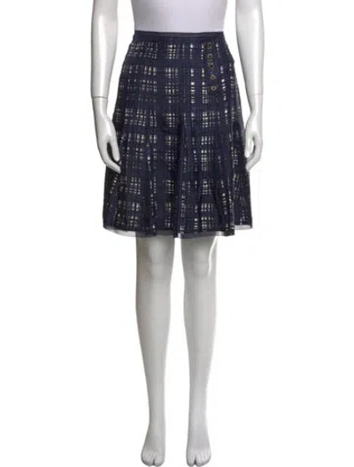 Pre-owned Tory Burch Silk Knee-length Skirt In Blue