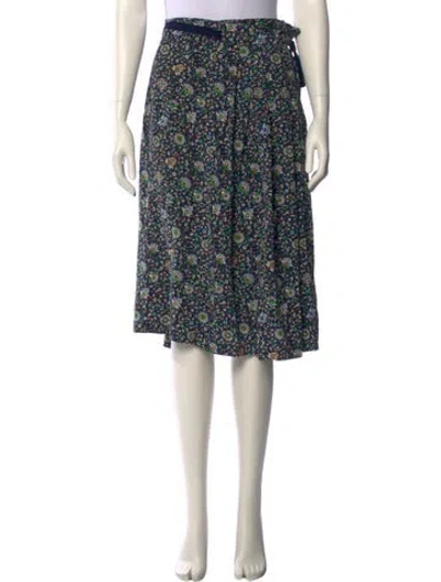 Pre-owned Tory Burch Silk Knee-length Skirt In Blue