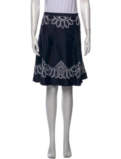 Pre-owned Tory Burch Silk Knee-length Skirt In Blue