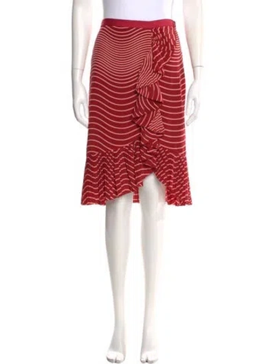 Pre-owned Tory Burch Silk Knee-length Skirt In Burgundy