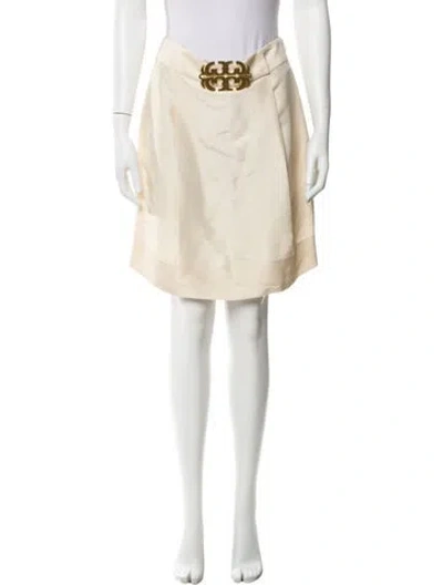 Pre-owned Tory Burch Silk Knee-length Skirt In Neutral