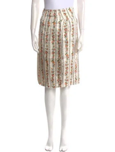 Pre-owned Tory Burch Silk Knee-length Skirt W/ Tags In Neutral