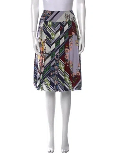 Pre-owned Tory Burch Silk Knee-length Skirt In White
