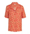 Tory Burch Silk Leaf Print Short-sleeve Shirt In Red