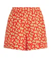 Tory Burch Silk Leaf Print Shorts In Red