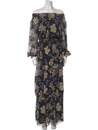 Pre-owned Tory Burch Silk Long Dress In Black