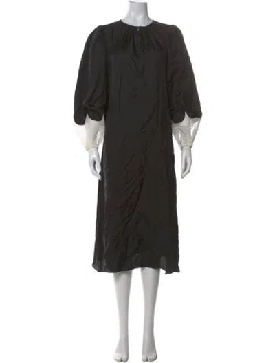Pre-owned Tory Burch Silk Long Dress In Black