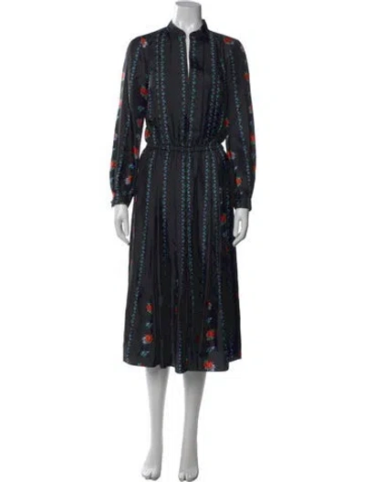 Pre-owned Tory Burch Silk Long Dress In Black