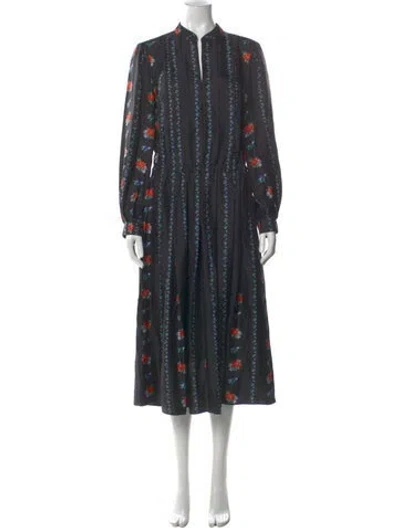 Pre-owned Tory Burch Silk Long Dress In Black