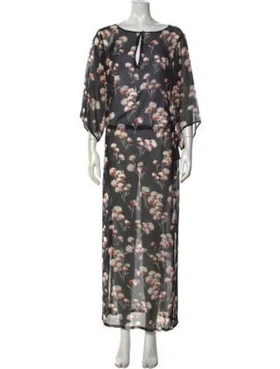 Pre-owned Tory Burch Silk Long Dress In Black