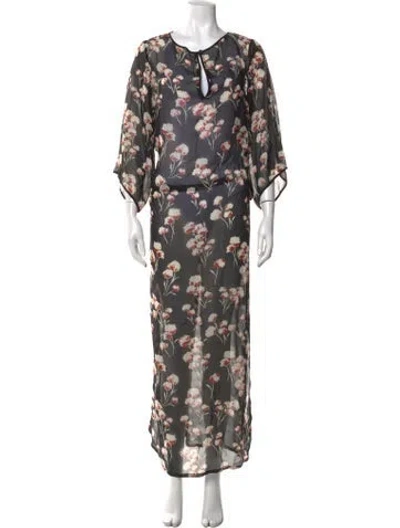 Pre-owned Tory Burch Silk Long Dress In Black