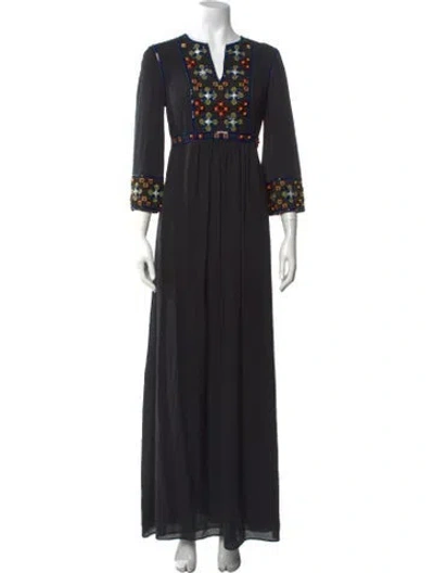 Pre-owned Tory Burch Silk Long Dress In Black