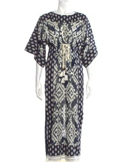 Pre-owned Tory Burch Silk Long Dress In Blue