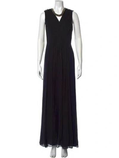 Pre-owned Tory Burch Silk Long Dress In Blue