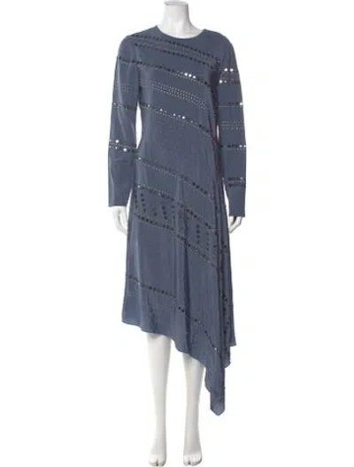 Pre-owned Tory Burch Silk Long Dress In Blue