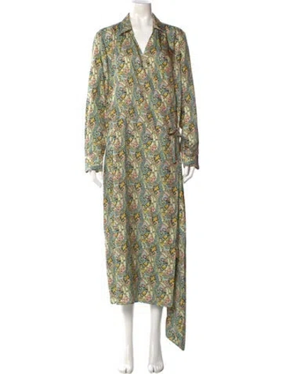 Pre-owned Tory Burch Silk Long Dress In Blue