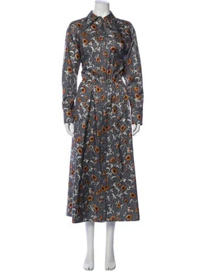 Pre-owned Tory Burch Silk Long Dress In Blue