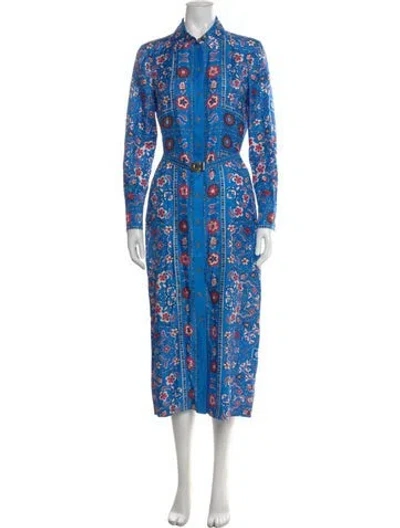 Pre-owned Tory Burch Silk Long Dress In Blue