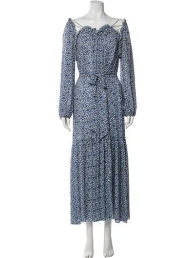 Pre-owned Tory Burch Silk Long Dress In Blue