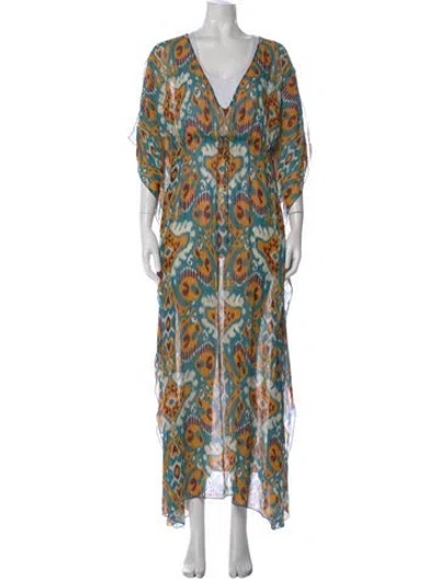 Pre-owned Tory Burch Silk Long Dress In Blue