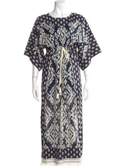 Pre-owned Tory Burch Silk Long Dress In Blue