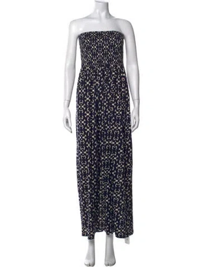Pre-owned Tory Burch Silk Long Dress In Blue