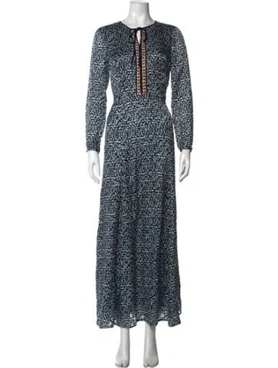 Pre-owned Tory Burch Silk Long Dress In Blue