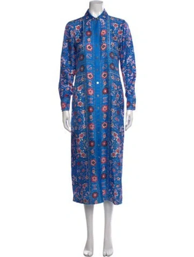 Pre-owned Tory Burch Silk Long Dress In Blue
