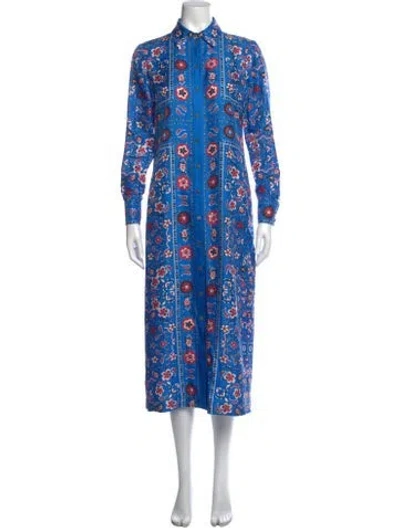 Pre-owned Tory Burch Silk Long Dress In Blue