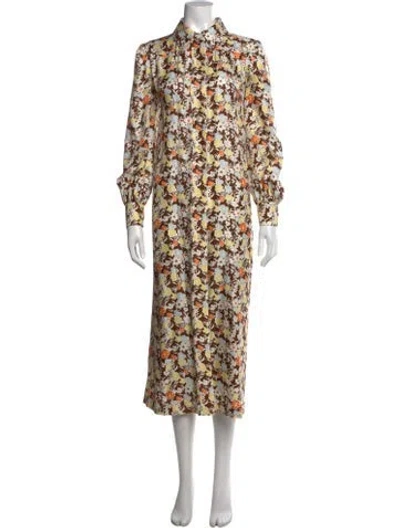 Pre-owned Tory Burch Silk Long Dress In Brown