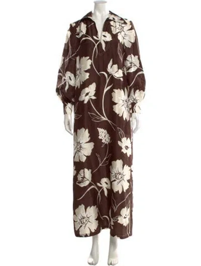 Pre-owned Tory Burch Silk Long Dress In Brown