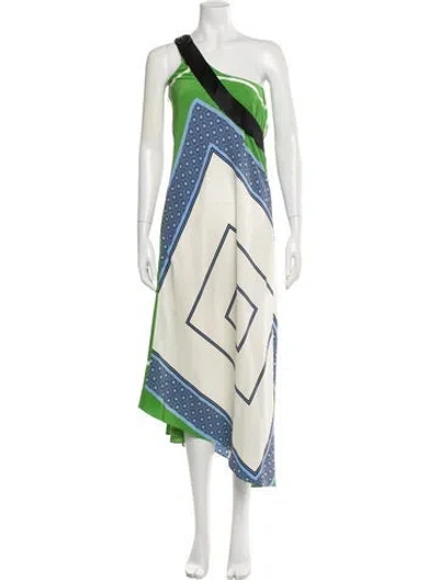 Pre-owned Tory Burch Silk Long Dress In Green