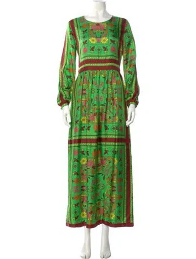 Pre-owned Tory Burch Silk Long Dress In Green