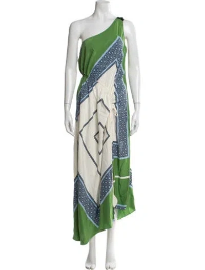 Pre-owned Tory Burch Silk Long Dress In Green