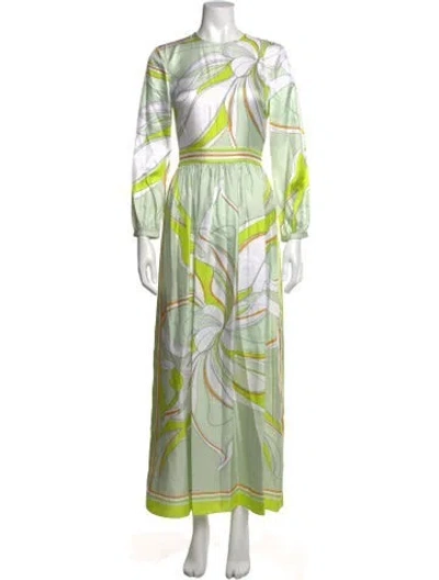 Pre-owned Tory Burch Silk Long Dress In Green
