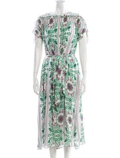 Pre-owned Tory Burch Silk Long Dress In Multi