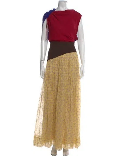 Pre-owned Tory Burch Silk Long Dress In Multi