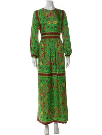 Pre-owned Tory Burch Silk Long Dress In Multi