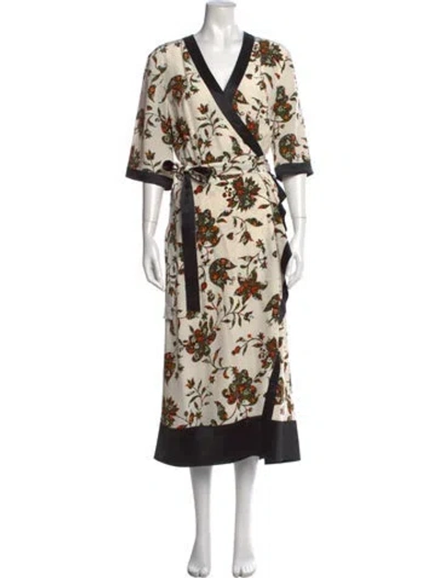Pre-owned Tory Burch Silk Long Dress In Neutral