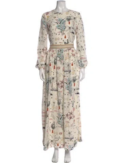 Pre-owned Tory Burch Silk Long Dress In Neutral