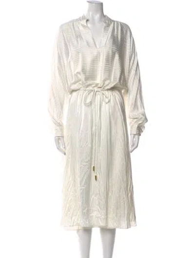 Pre-owned Tory Burch Silk Long Dress In Neutral