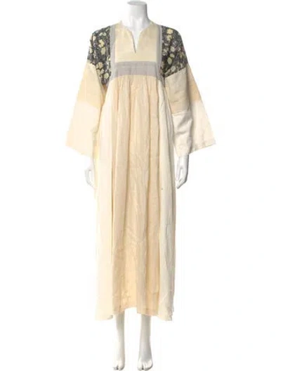 Pre-owned Tory Burch Silk Long Dress In Neutral