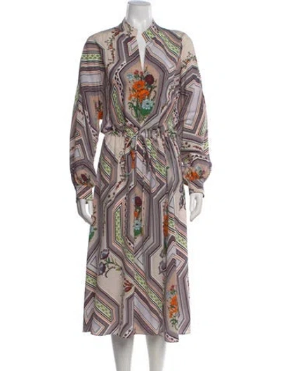 Pre-owned Tory Burch Silk Long Dress In Neutral