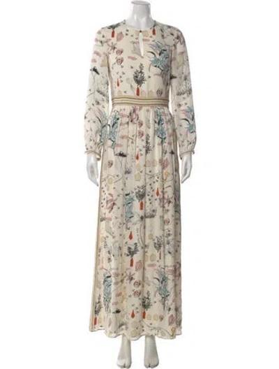 Pre-owned Tory Burch Silk Long Dress In Neutral