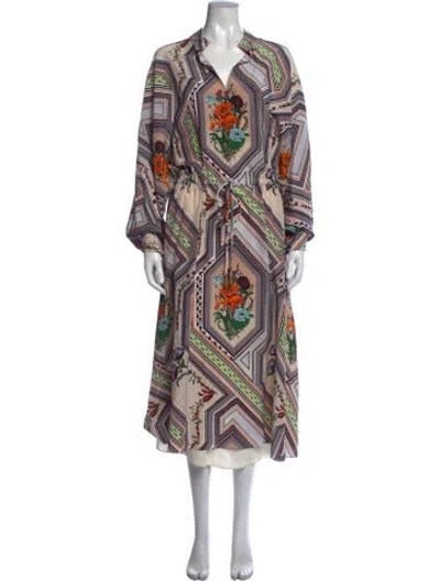 Pre-owned Tory Burch Silk Long Dress In Neutral