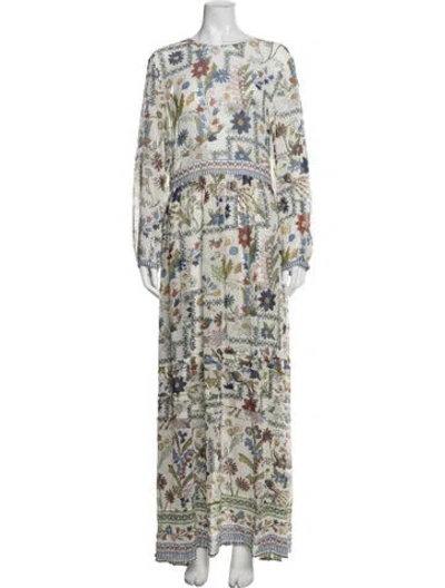 Pre-owned Tory Burch Silk Long Dress In Neutral