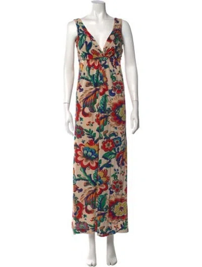 Pre-owned Tory Burch Silk Long Dress In Neutrals