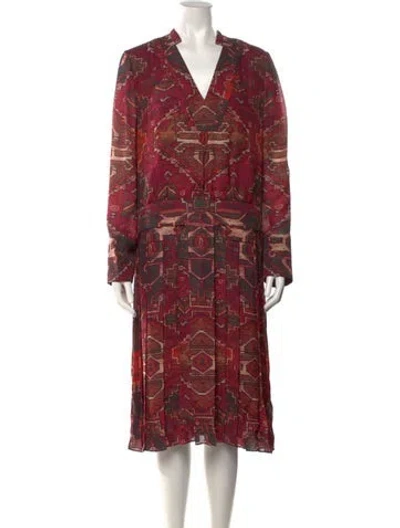 Pre-owned Tory Burch Silk Long Dress In Red