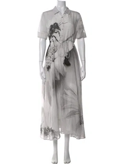Pre-owned Tory Burch Silk Long Dress W/ Tags In Gray