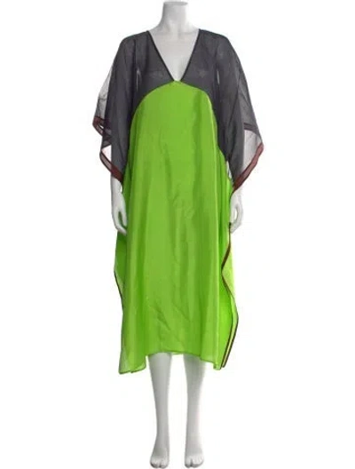Pre-owned Tory Burch Silk Long Dress W/ Tags In Green